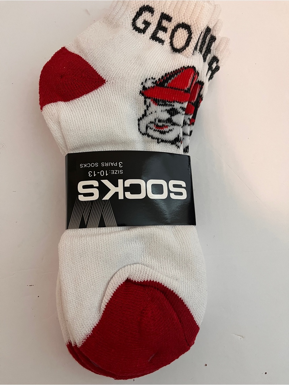 Georgia Boot White Ankle Socks with Red Heel & Toe - 3 Pack